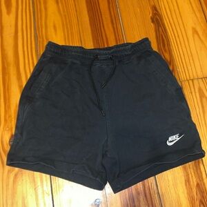 Black Nike athletic sweat shorts drawstring tie